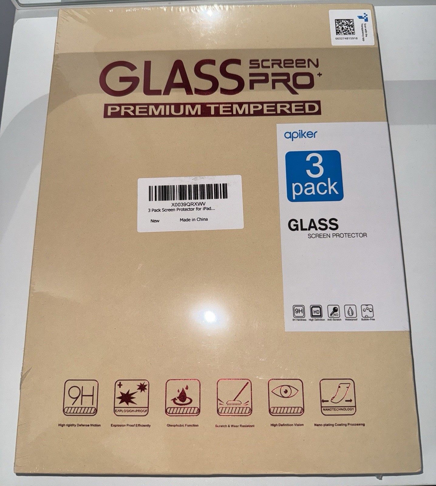 Apiker Glass Screen Protector Premium Tempered For iPad 3-pack Brand New Sealed