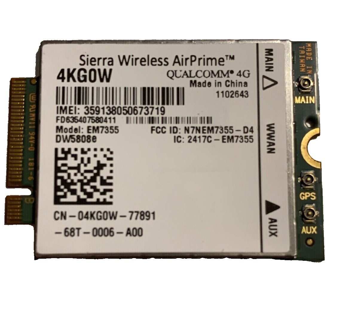 Dell 4KG0W Sierra Wireless AirPrime DW5808e EM7355 Qualcomm 4G LTE WWAN NGFF