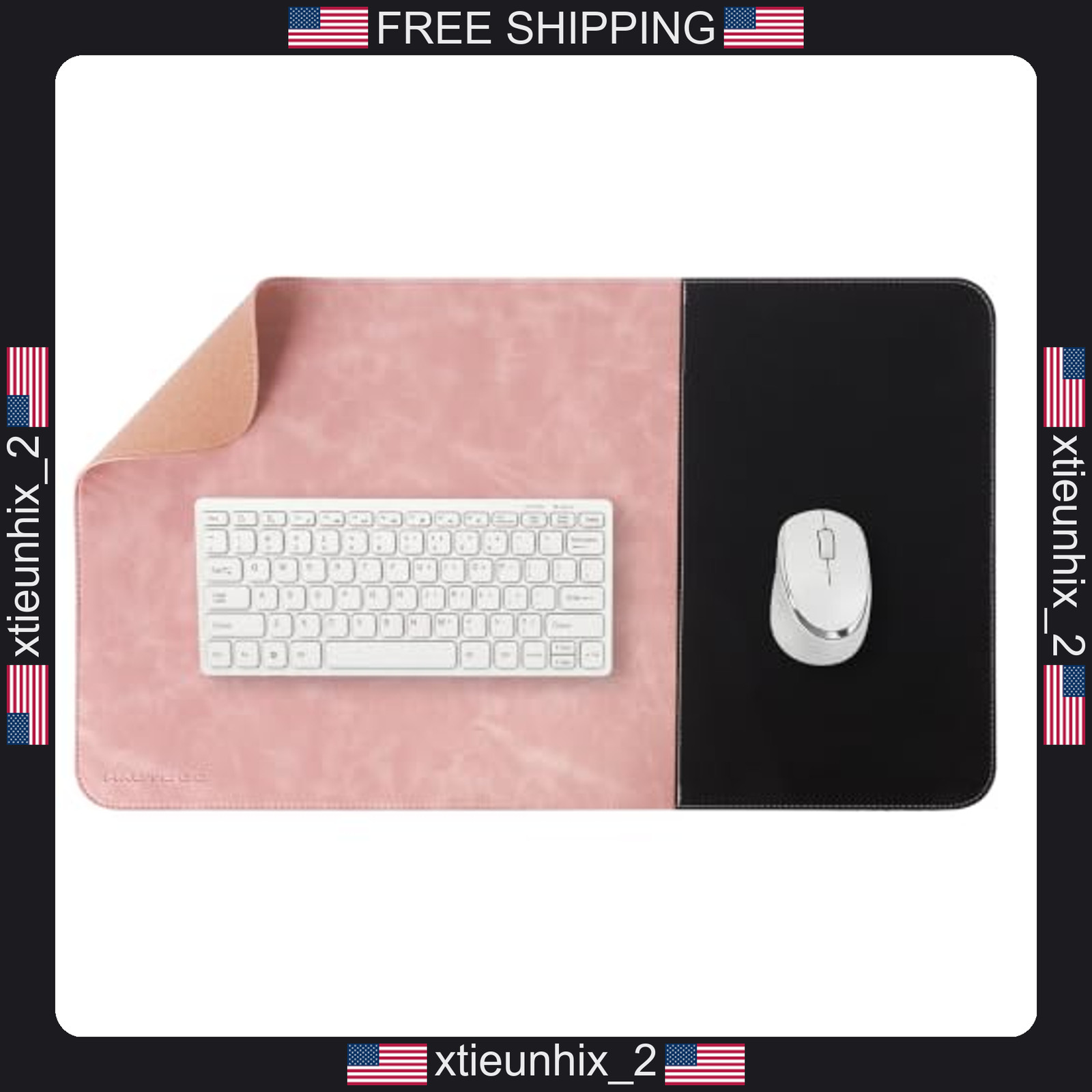Desk Mat 23.6x13.7 inches Cork Base Leather & Cloth Hybrid Surface