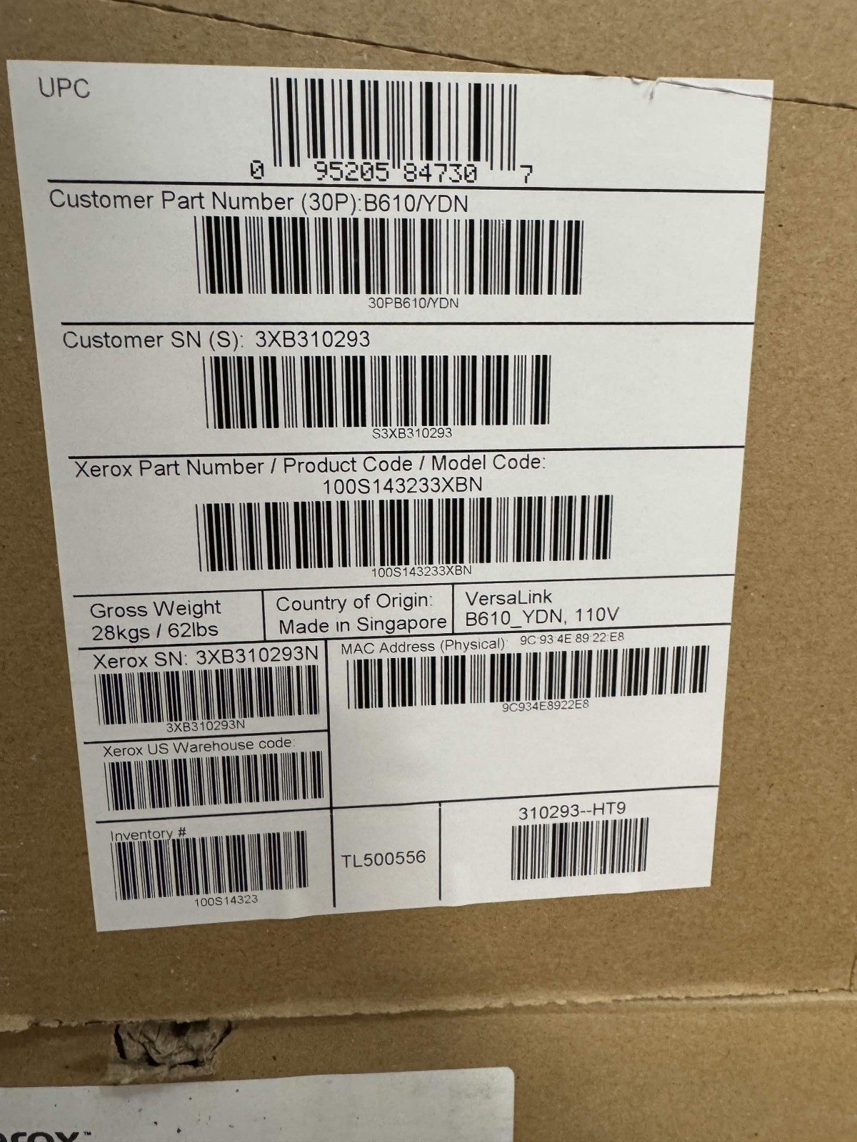 Xerox VersaLink B610/YDN Monochrome Laser Printer 65 PPM TAA NEW Factory Sealed