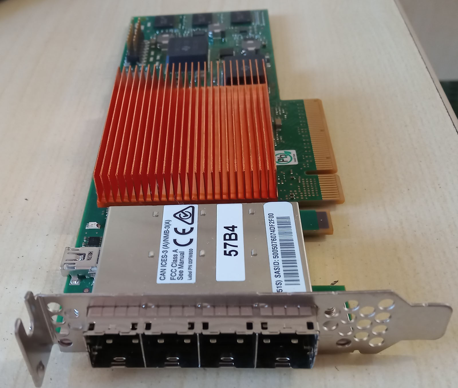 IBM 01DH594  01DH596  4-Port 6Gb/s SAS  PCIe3  Adapter 57B4  Low Profile Bracket