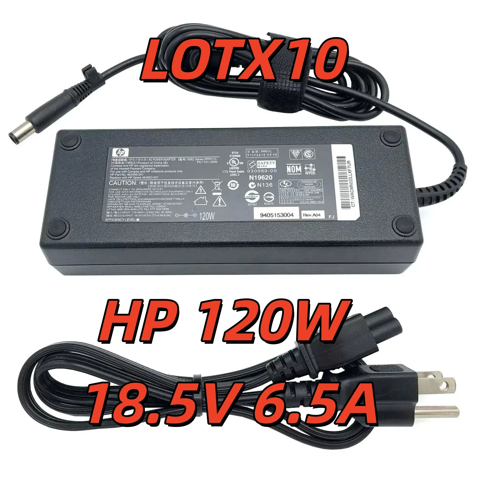 LOTX10 Genuine HP 120W 18.5V 6.5A Laptop Charger 519331-001 463953-00 OEM