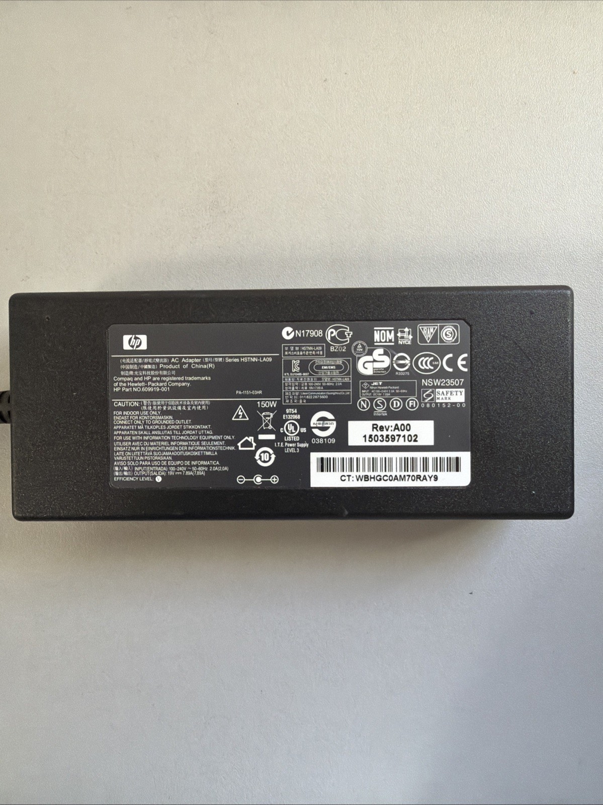 Genuine HP 150W  19V  7.89A  7.4mm AC ADAPTER  HSTNN-LA09 P/N 609919-001