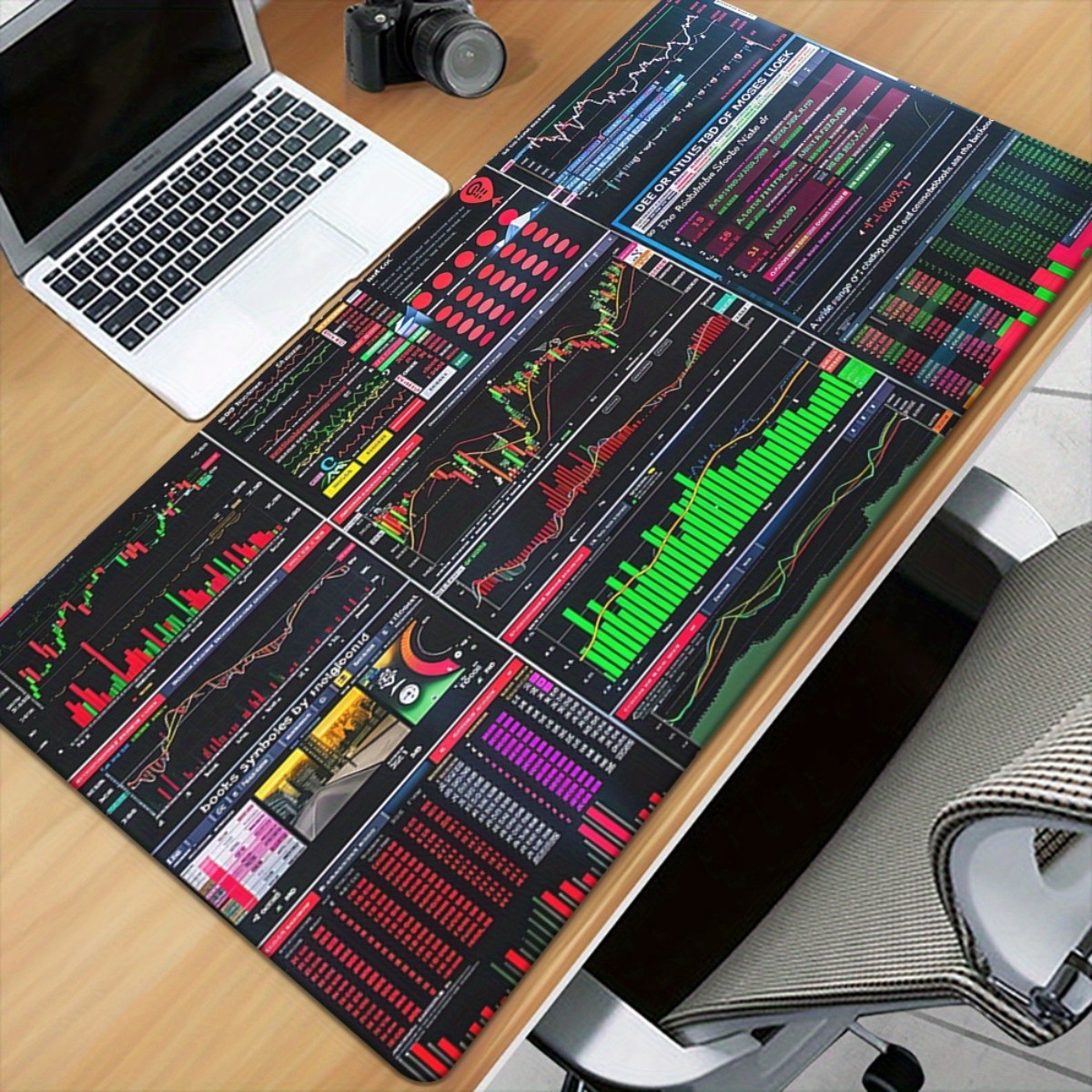 1pc XXL Trading Chart Pad & Large Mouse Pad - Non-Slip Base, Stock Market Grap