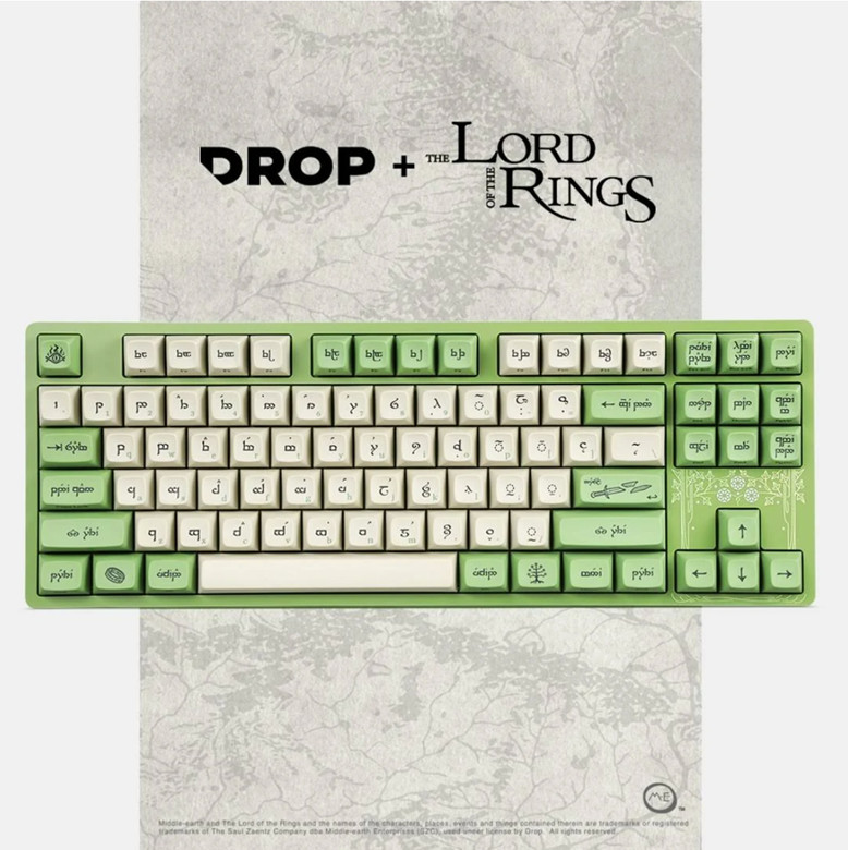 DROP Lord of the Rings ENTR Elven Elvish Mechanical Wired CSTM80 keyboard - RARE