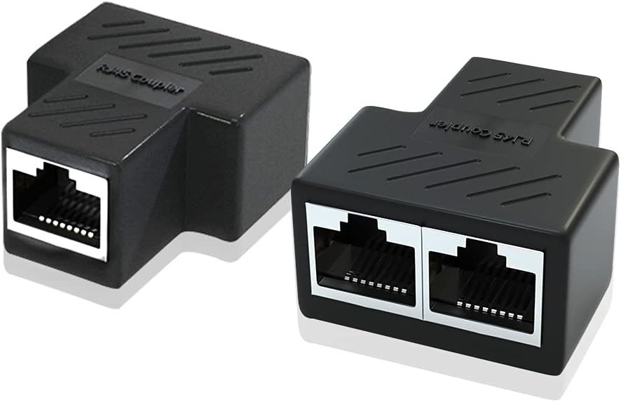 2pcs RJ45 Splitter Adapter 1to2 Ways Ports CAT5/6/7 LAN Ethernet Cable Connector