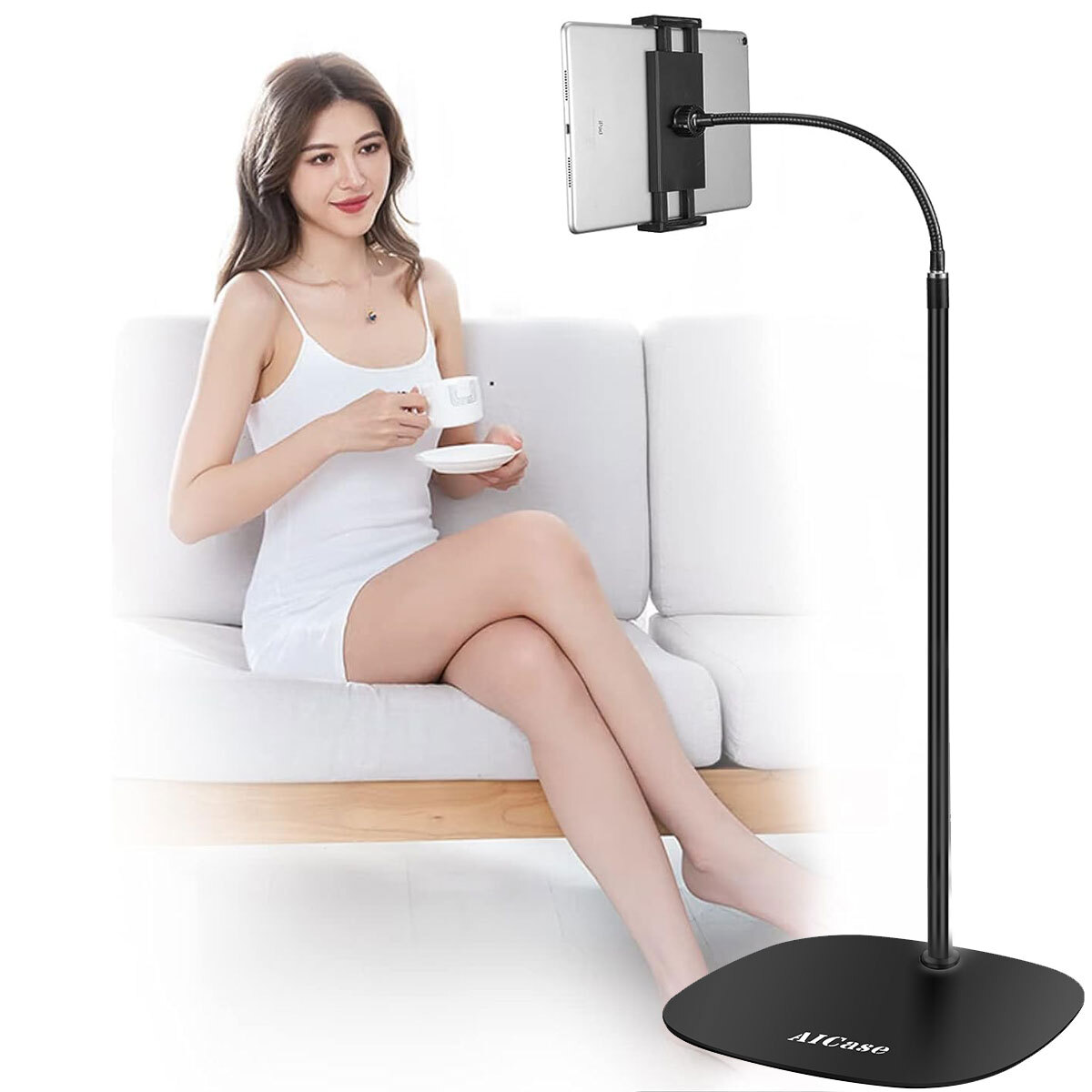 Tablet Floor Stand Gooseneck Phone Holder Mount Universal for iPad/Tablet/iPhone