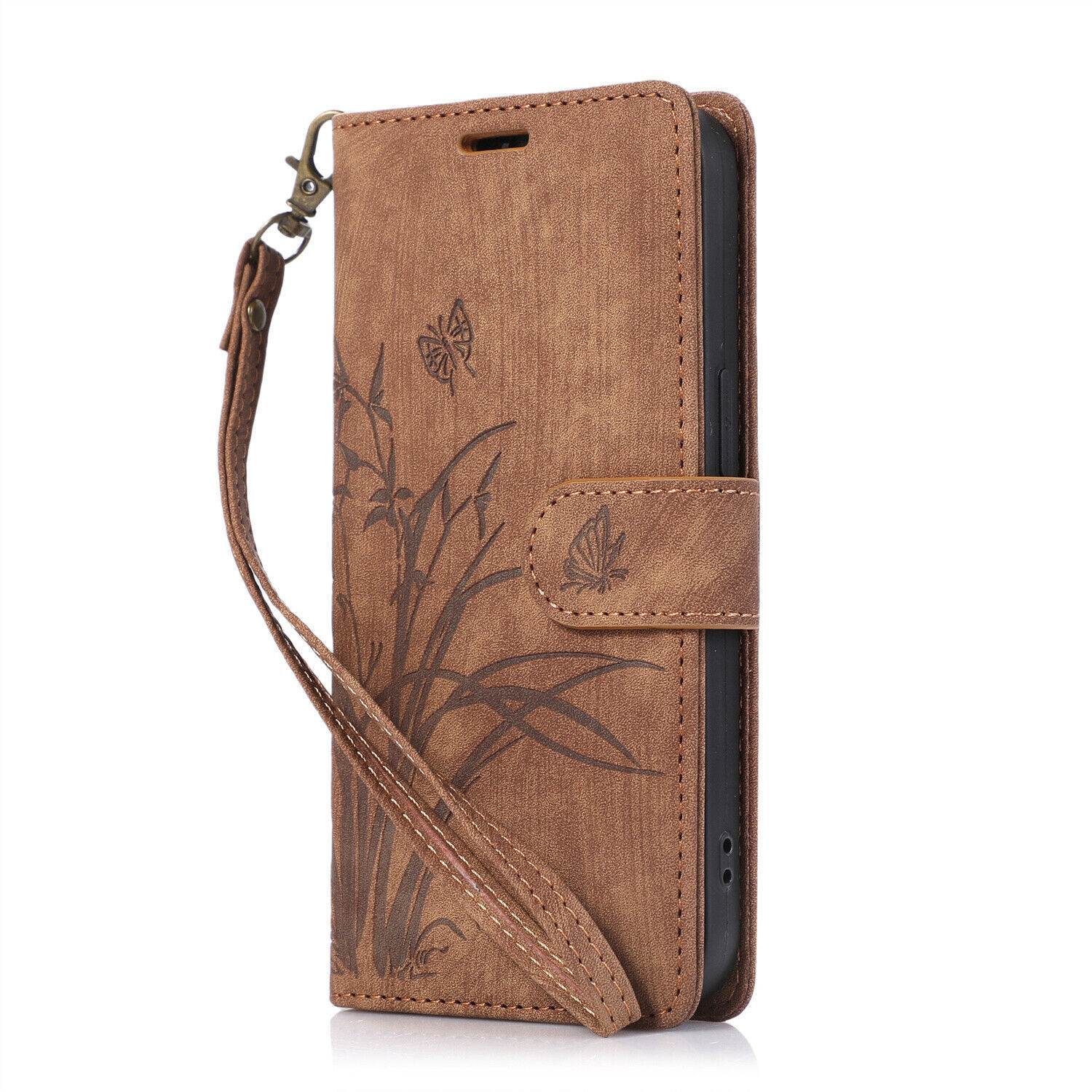 Strap Flower Butterfly Card Wallet Cover Case For Sony Xperia 1 5 10 III IV V VI