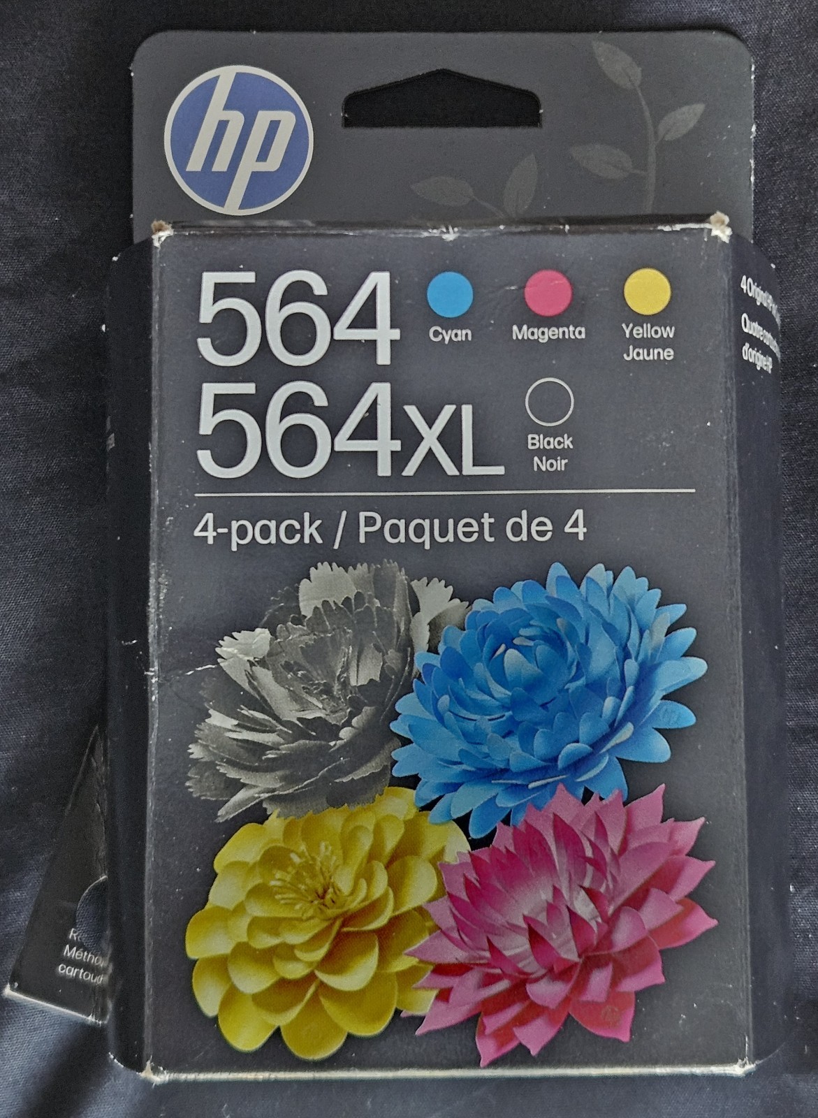HP 564XL 564 Ink Cartridges 4-Pack Black Cyan Magenta Yellow OEM NEW Exp 08/2027
