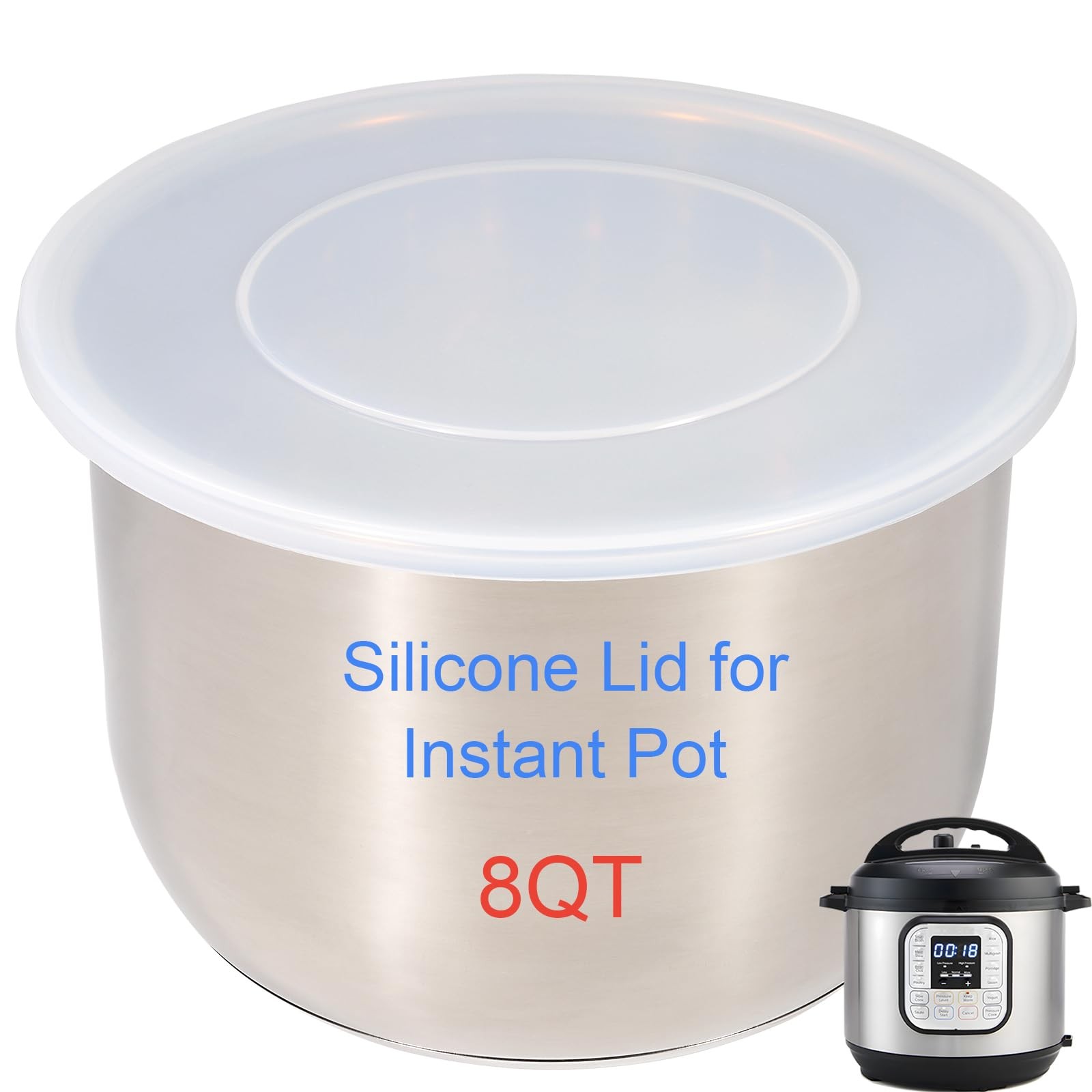 Silicone Lid for Instant Pot 8QT (10.23IN), Premium Silicone Cover Accessorie...