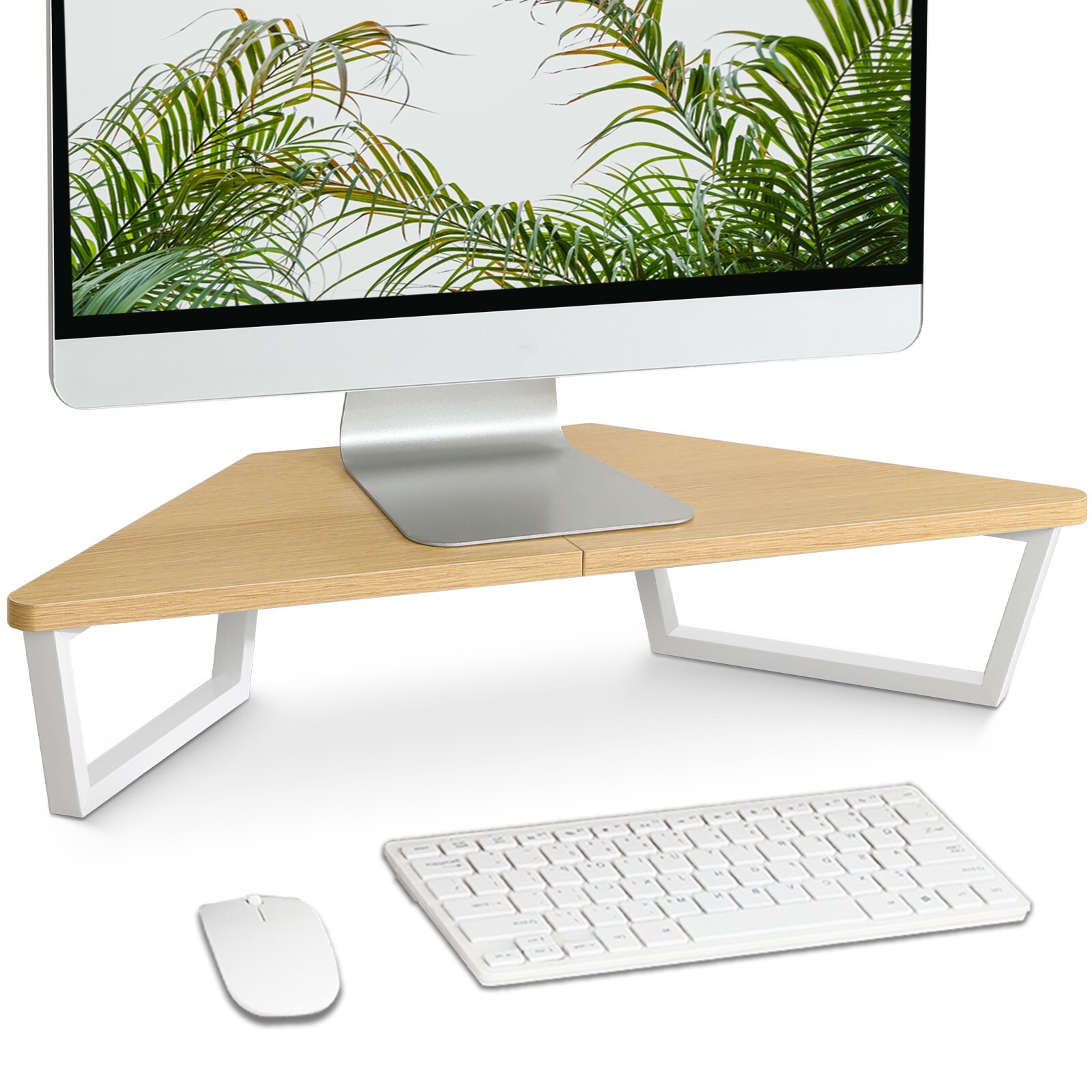 26 inch Triangle Monitor Stand Riser, Computer LaptopOffice Organization Maple.