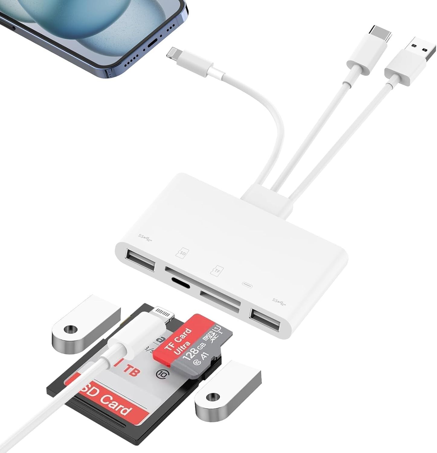 5-in-1 USB 3.0 OTG Card Reader – SD/TF Adapter Multi-Device Compatible