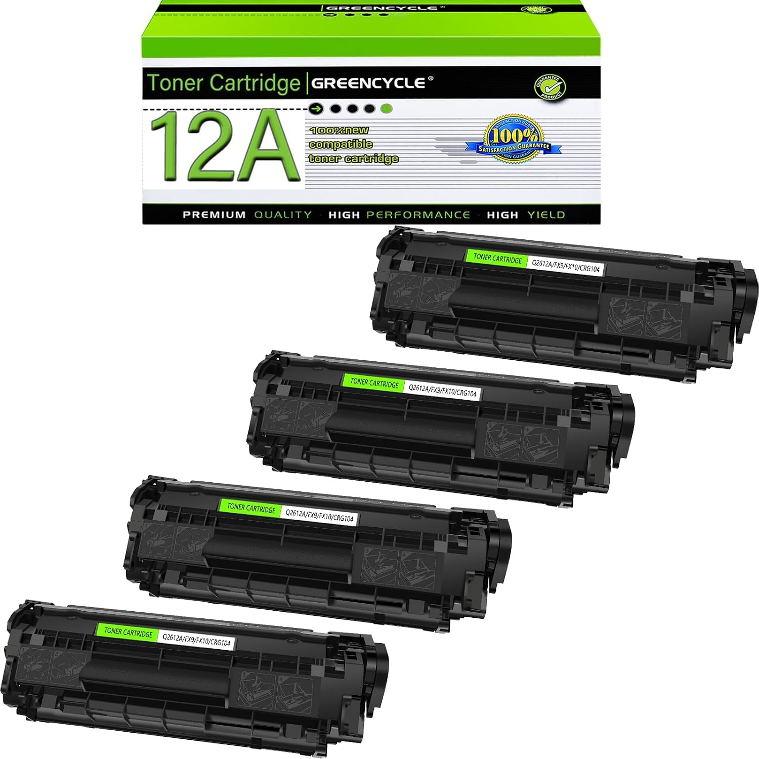 4-PK/PACK Q2612A Toner Cartridge HP 12A LaserJet 1012 1010 1018 1020 3030 3020