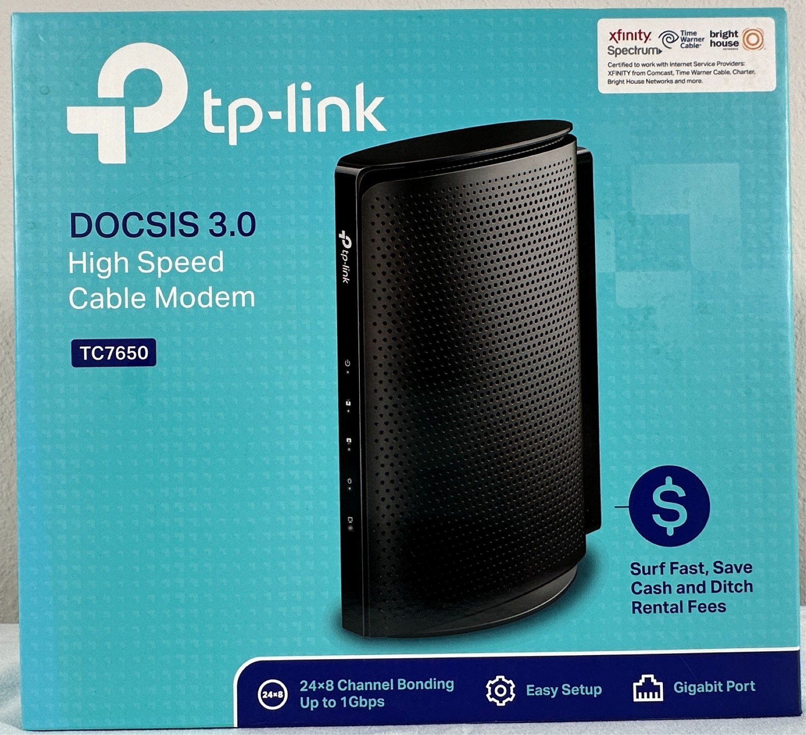 TP-Link TC7650 DOCSIS 3.0 High Speed Internet Broadband Cable Modem 24x8 Gigabit