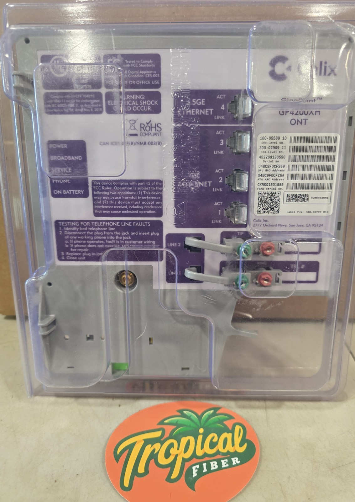 Calix 100-05589 GP4200XH - (2) POTS, (1) 2.5 GE port, (3) GE ports