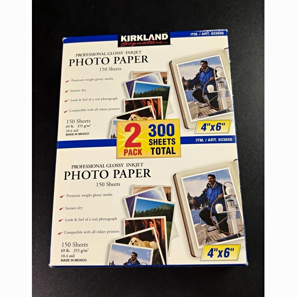 Kirkland Signature Professional Glossy Inkjet Photo Paper 4x6 150 255gsm 933656