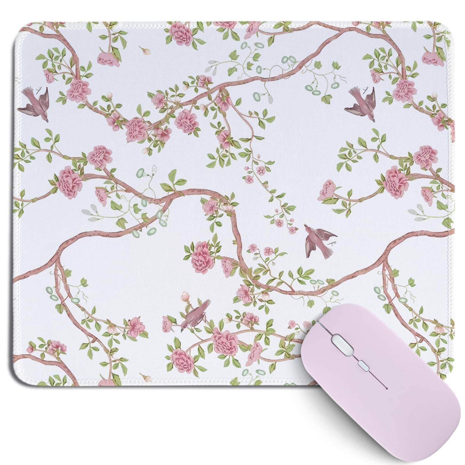 Cz tulip Chinoiserie Mouse Pad Pink Floral Retro Vine