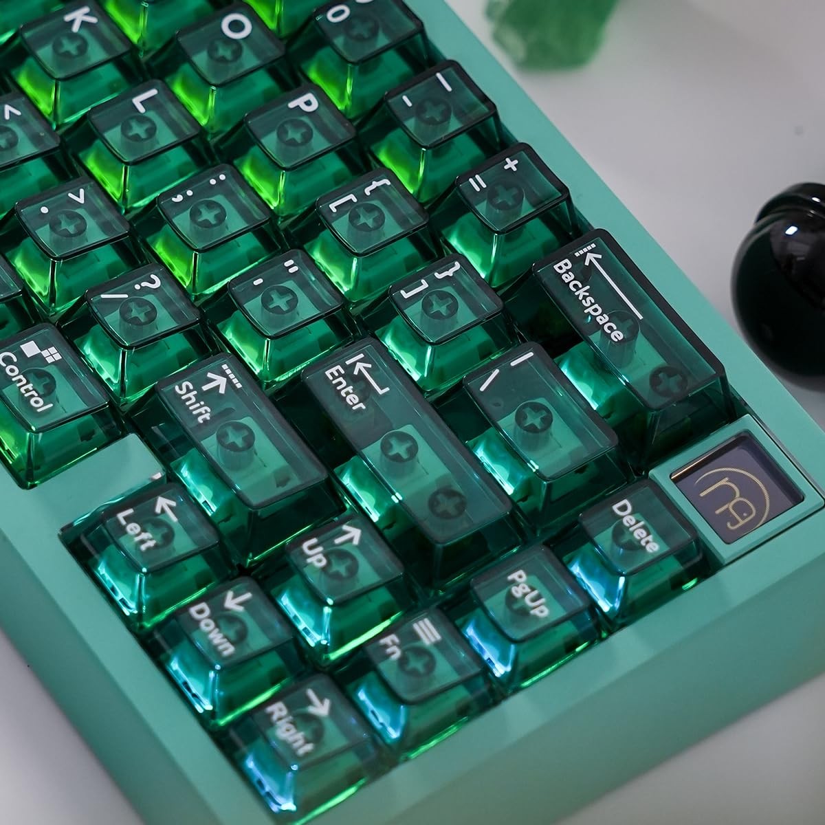 114 Keys Crystal Clear Keyboard Keycaps Transparent Cherry Profile Green PC Mac