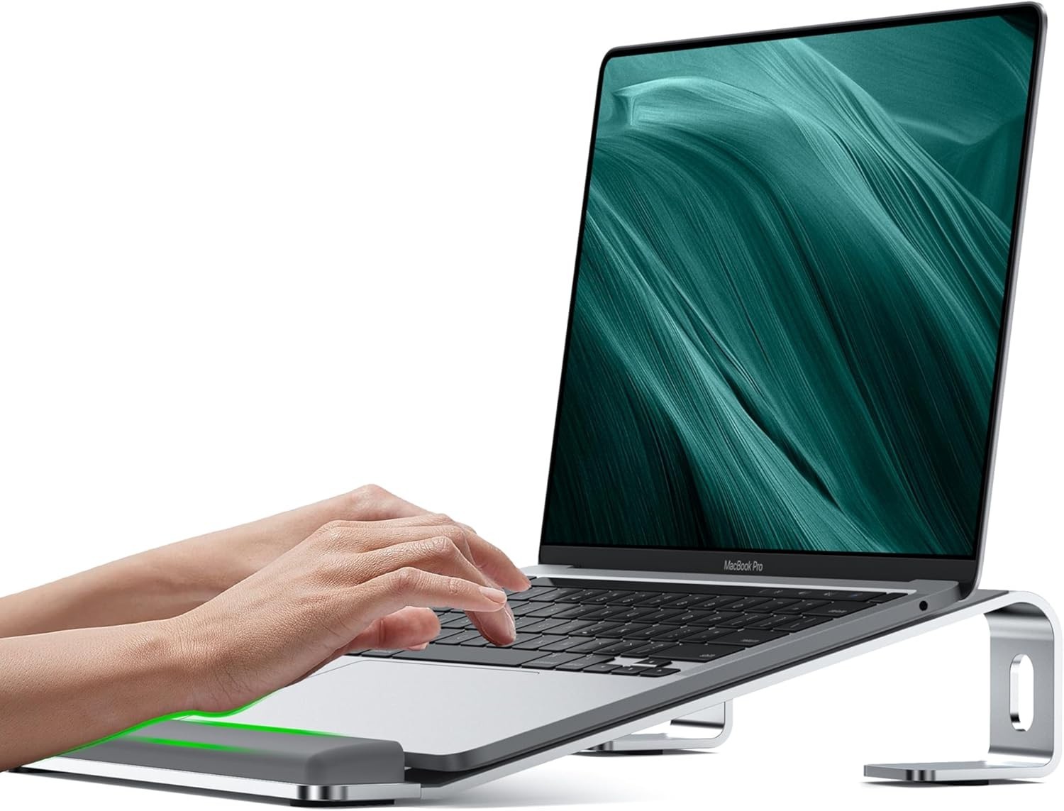 Aluminum Laptop Stand with Ergonomic Wrist Rest - Compatible with 10-17" Laptops