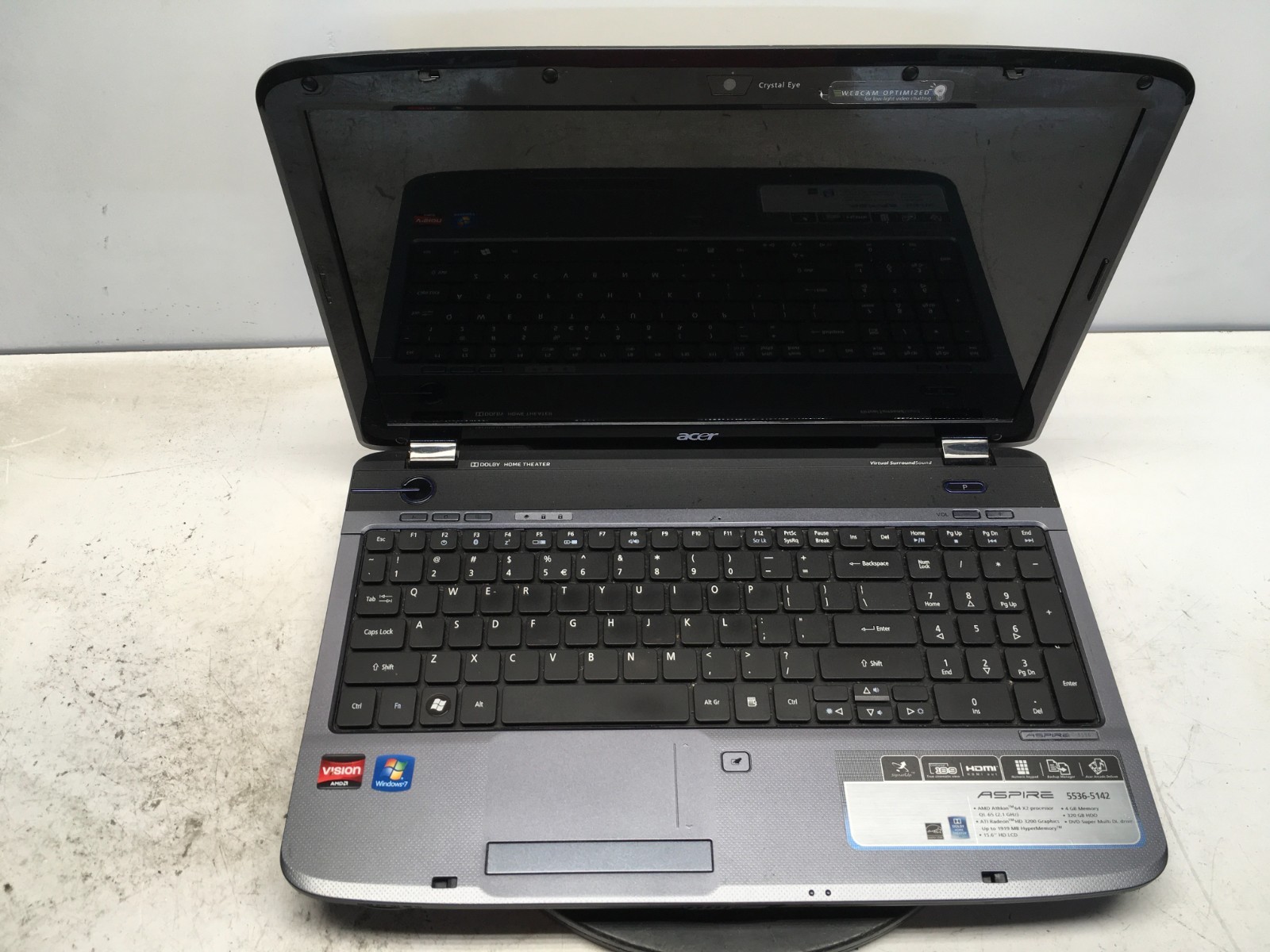 Acer Aspire 5536-5142 AMD Athlon 64 X2 QL-65 2.1GHz No RAM/ HDD/Batt -Parts Only