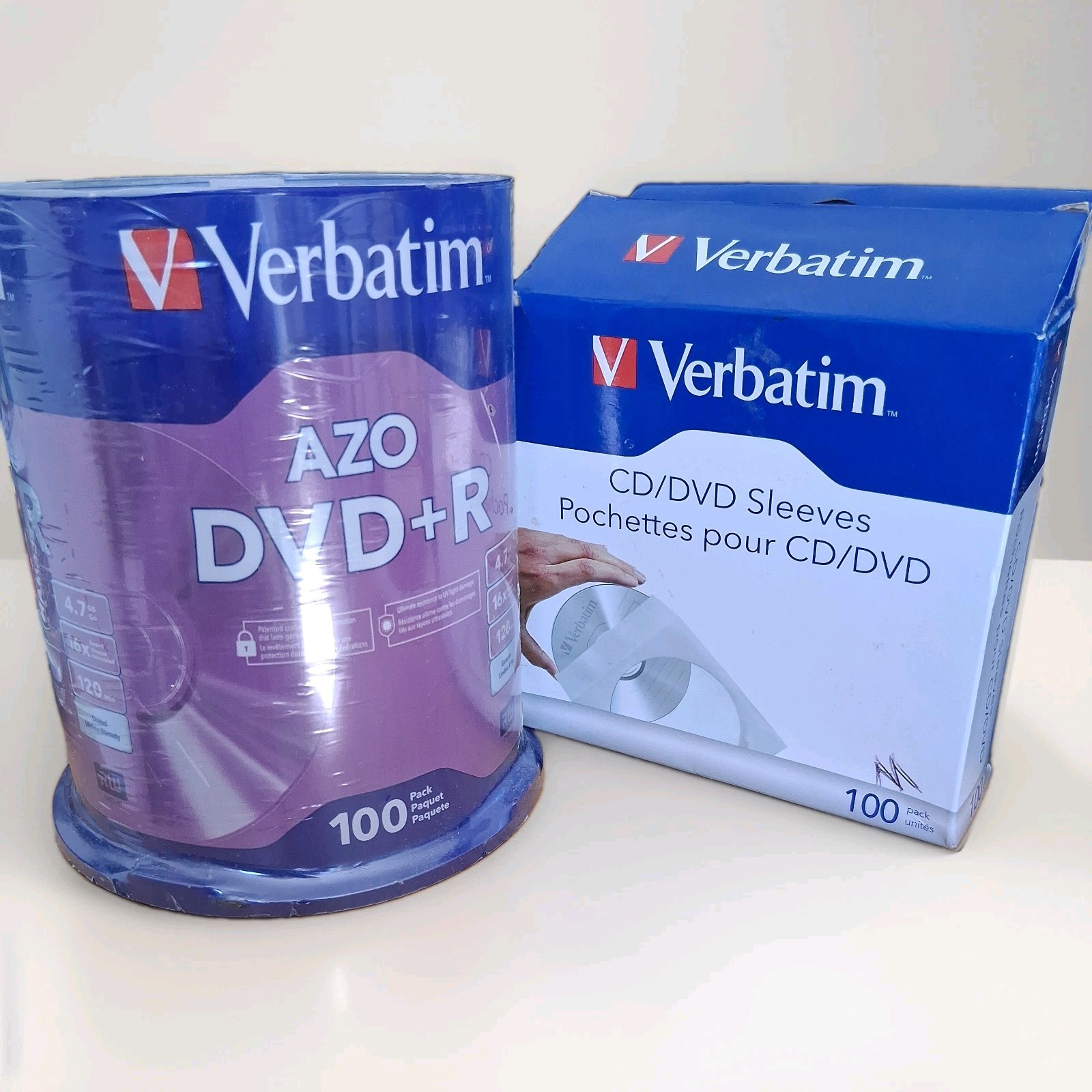 Verbatim AZO DVD+R 100 Pack 4.7 GB 16x Speed 120 Min Sealed Sleeves included