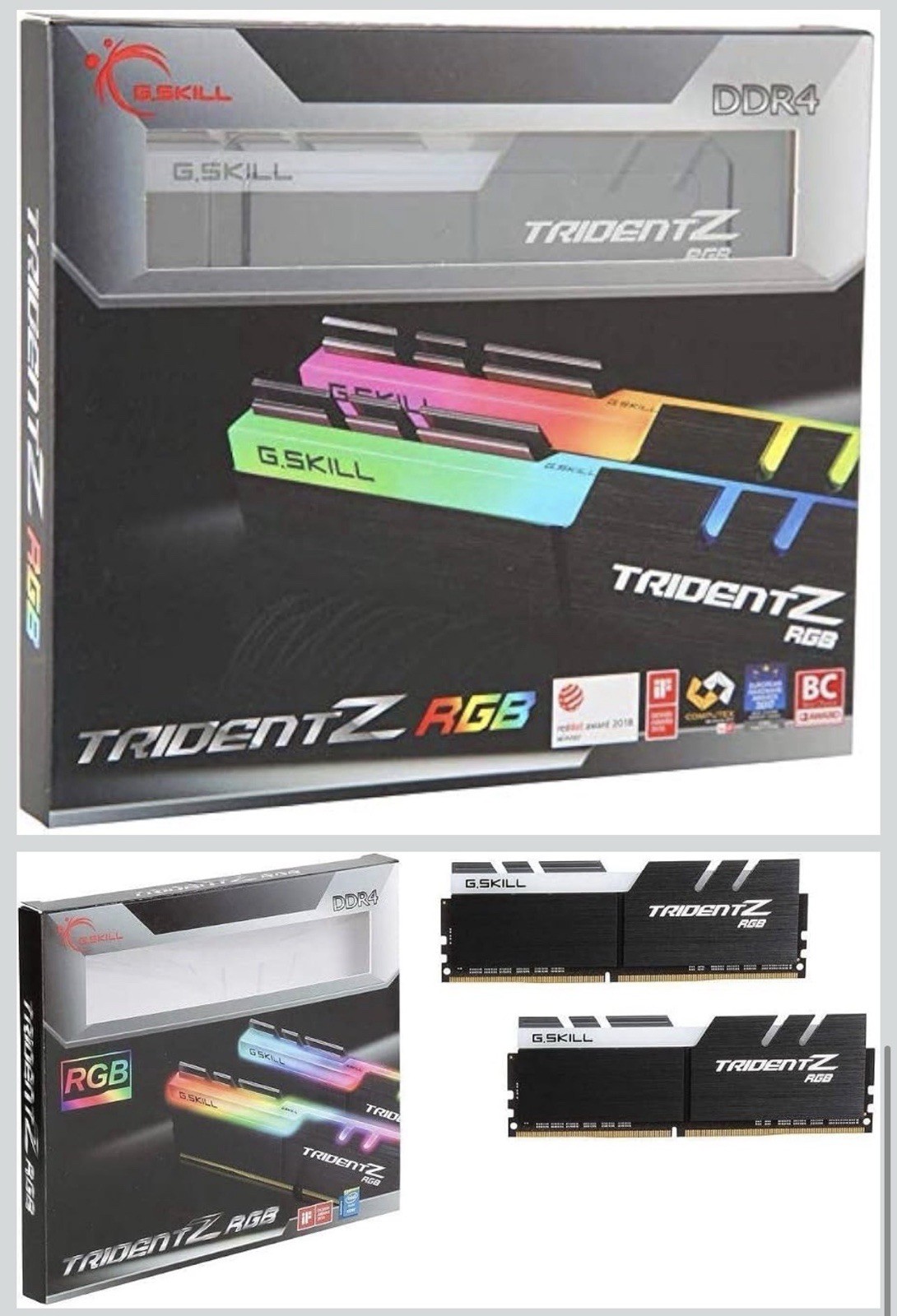 G. Skill Trident Z RGB 32GB (2 x 16GB) DDR4-3600 PC4-28800 CL18 Dual Channel NEW