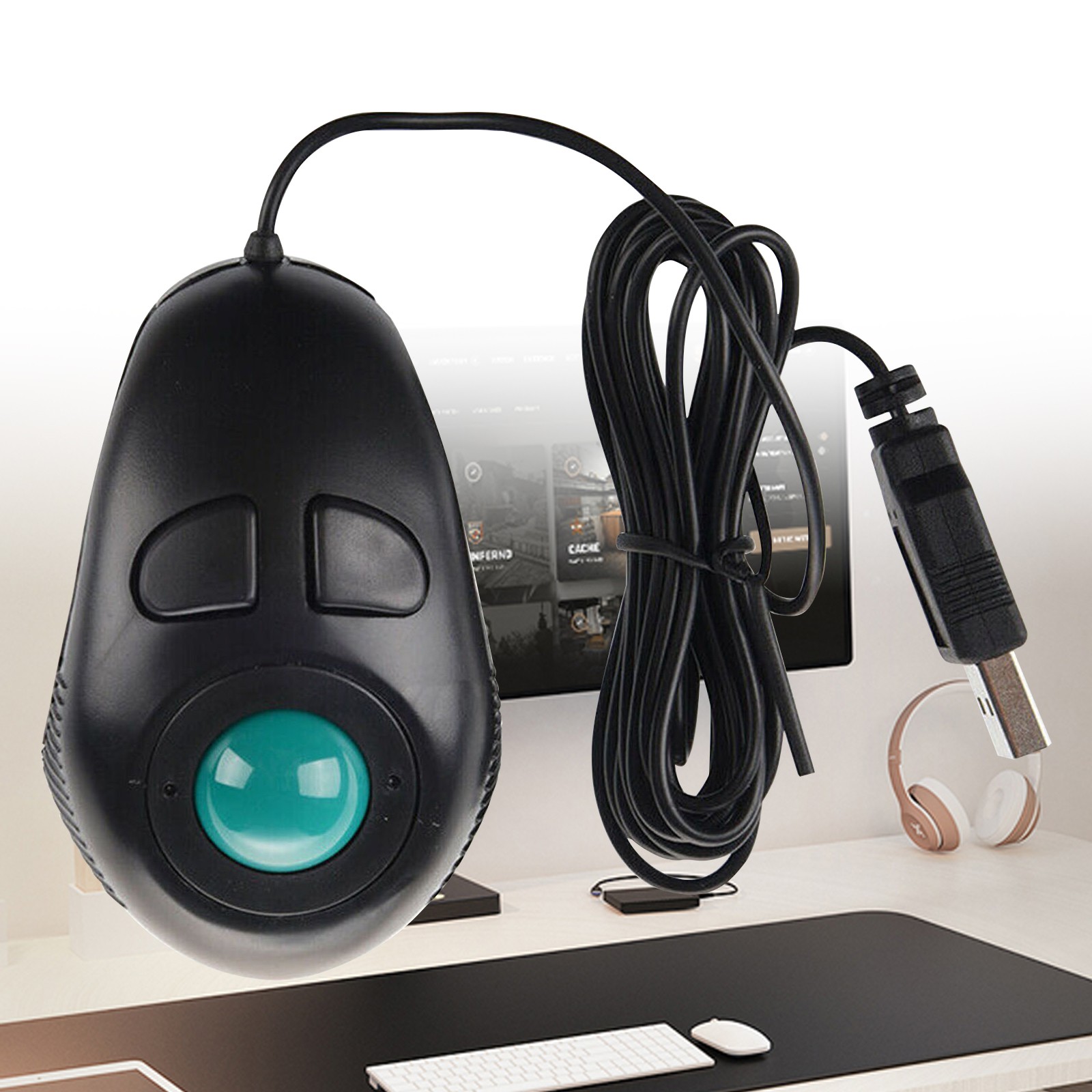 USB Wired Trackball Mouse Portable PC Laptop Finger Hand Held Computer Mice