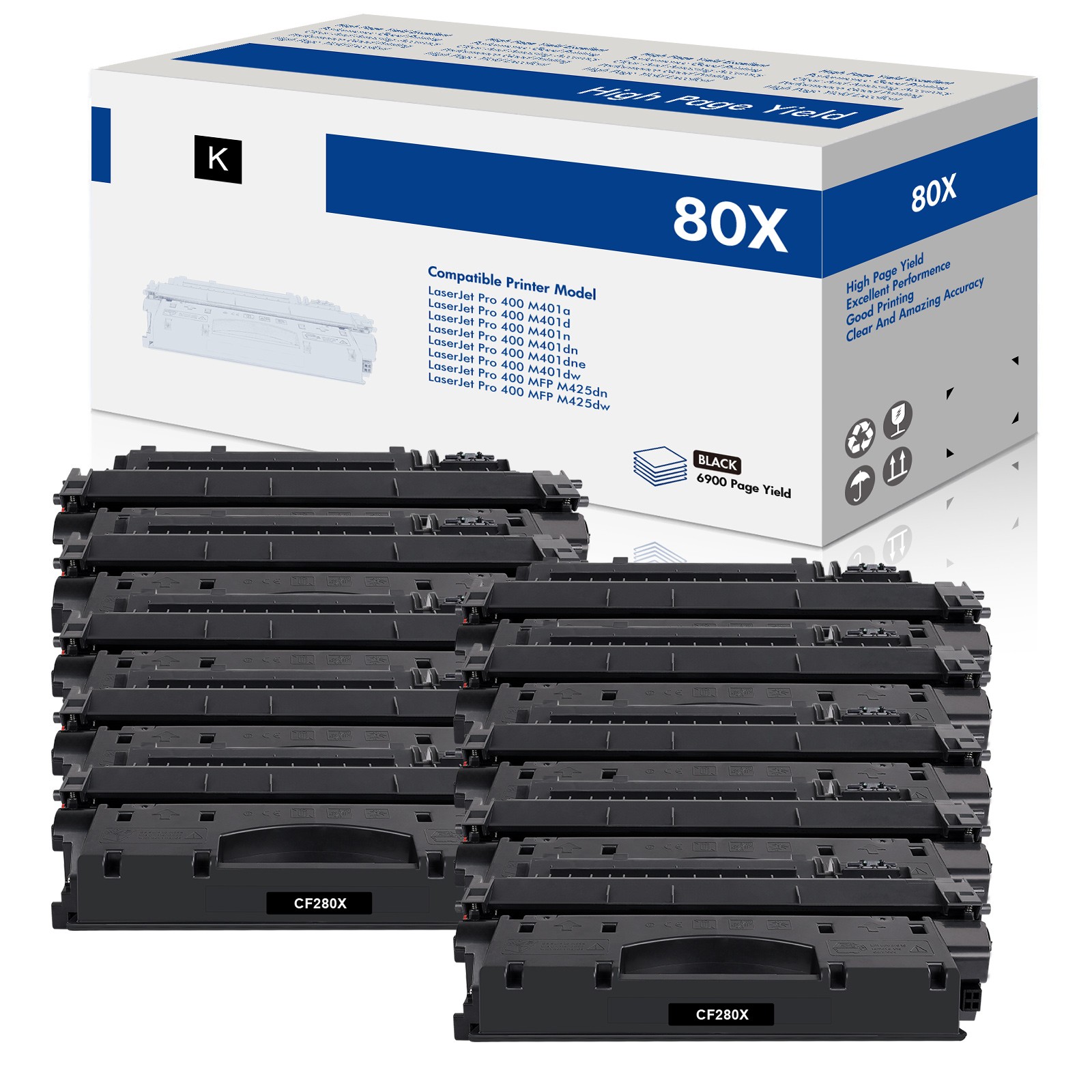 10 PK CF280X for HP 80X Toner Black Laserjet Pro 400 M401a M401dw M401dn M401n