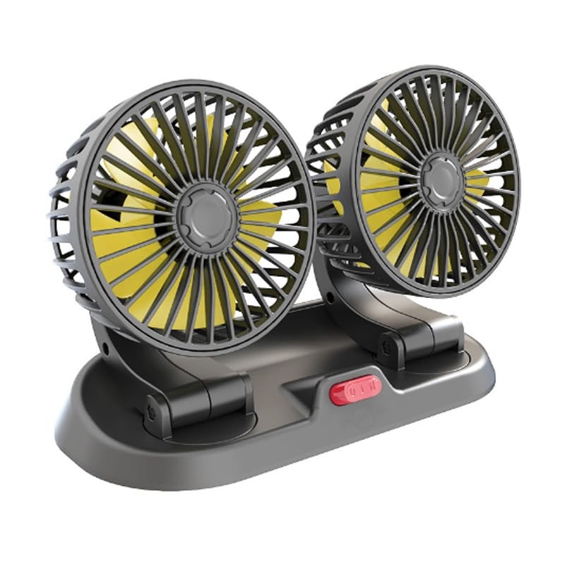 YinDxierxv Dual Head Car Fan for Vehicle, 360° Adjustable Medium, 12V