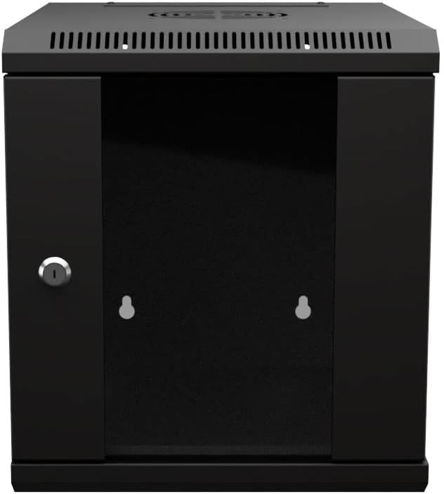 NavePoint 15.75 in Wall Mount Network Cabinet, 6U, Glass, Black