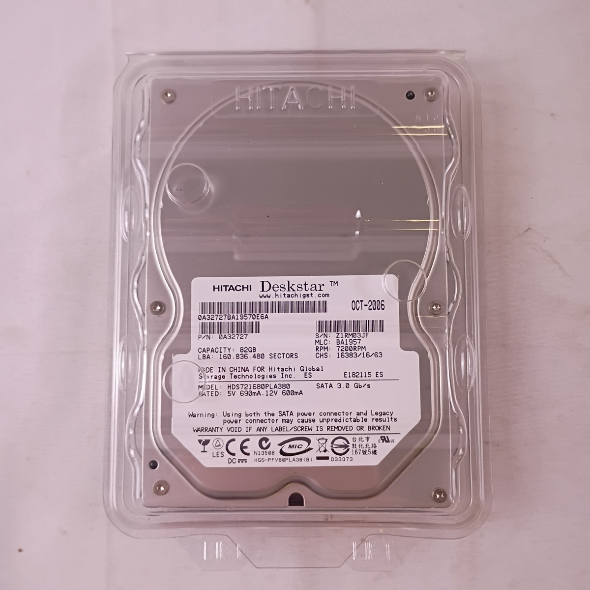 Hitachi Deskstar HDS721680PLA380 80GB 7200RPM SATA 3Gb/s 3.5" HDD Open Box