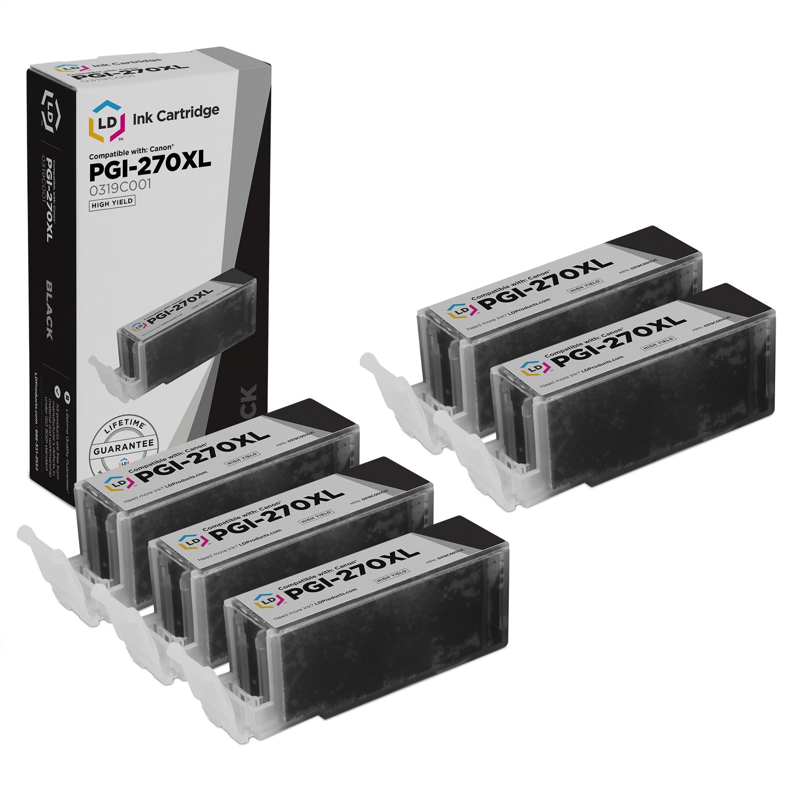 LD Compatible Canon PGI-270XL / 0319C001 5PK High Yield Pigment Black Cartridges