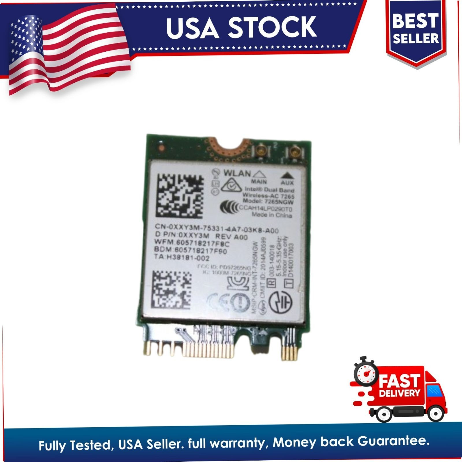 Dell Latitude E5450 14" Genuine Laptop Wireless WiFi Card 7265NGW XXY3M Tested