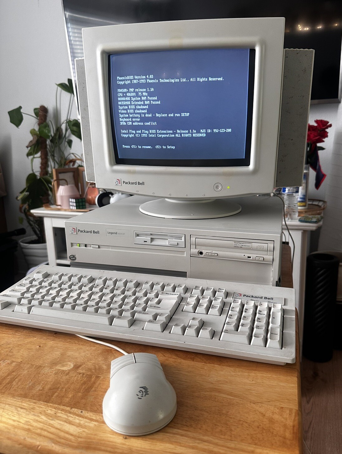Packard Bell Legend 822CDT Vintage All Original Computer Keyboard Mouse Monitor
