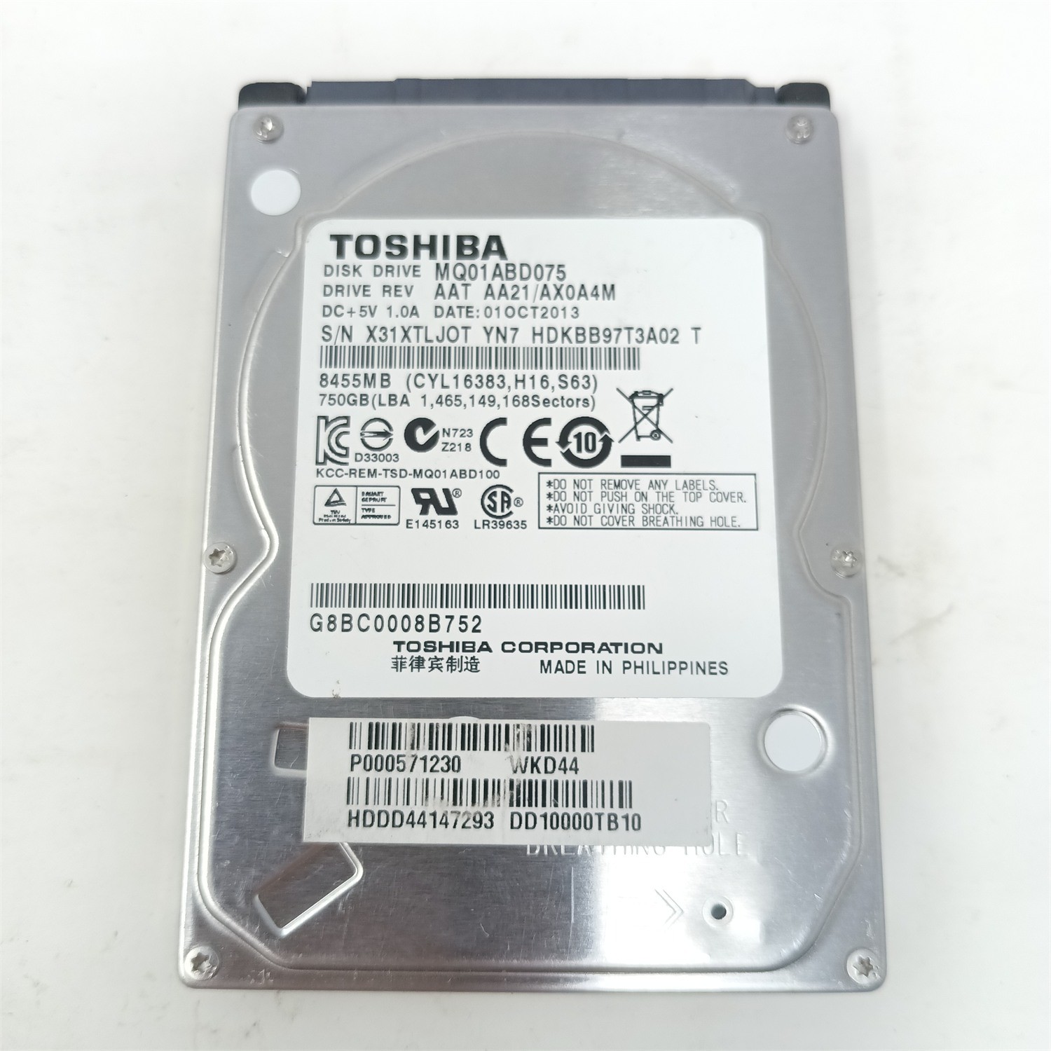 Toshiba MQ01ABD075 750GB 2.5" SATA II HDD - Tested