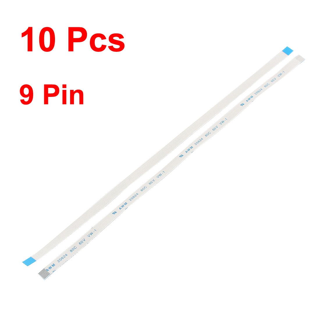 10Pcs 0.5mm Pitch 9 Pin AWM 20624 80C 60V VW-1 Flexible Flat Cable 200mm