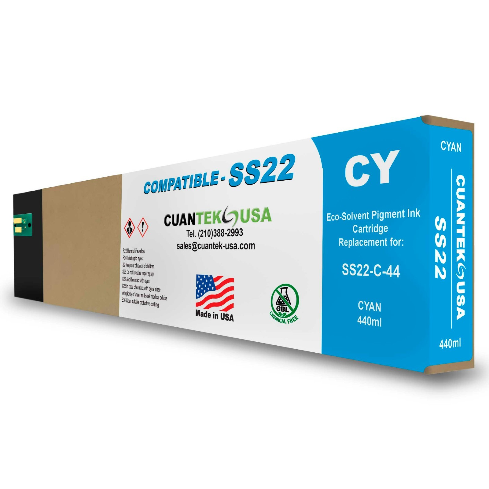Mimaki SS22 Compatible 440ml Ink Cartridges, GBL Free - MADE IN USA
