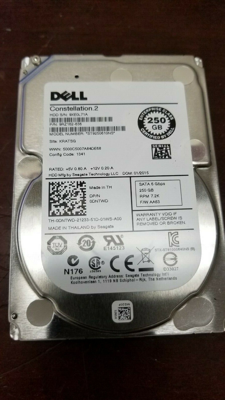  Dell DNTWD Seagate ST9250610NS 250GB 7200RPM SATA 2.5 Hard Drive