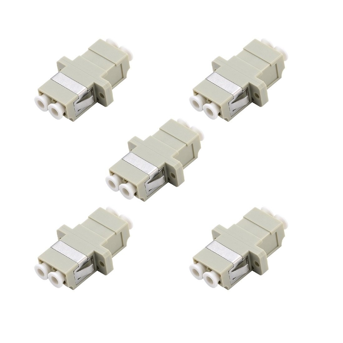 Yienfbev LC to LC Duplex Multimode Fiber Adapter, Beige 5 Pack