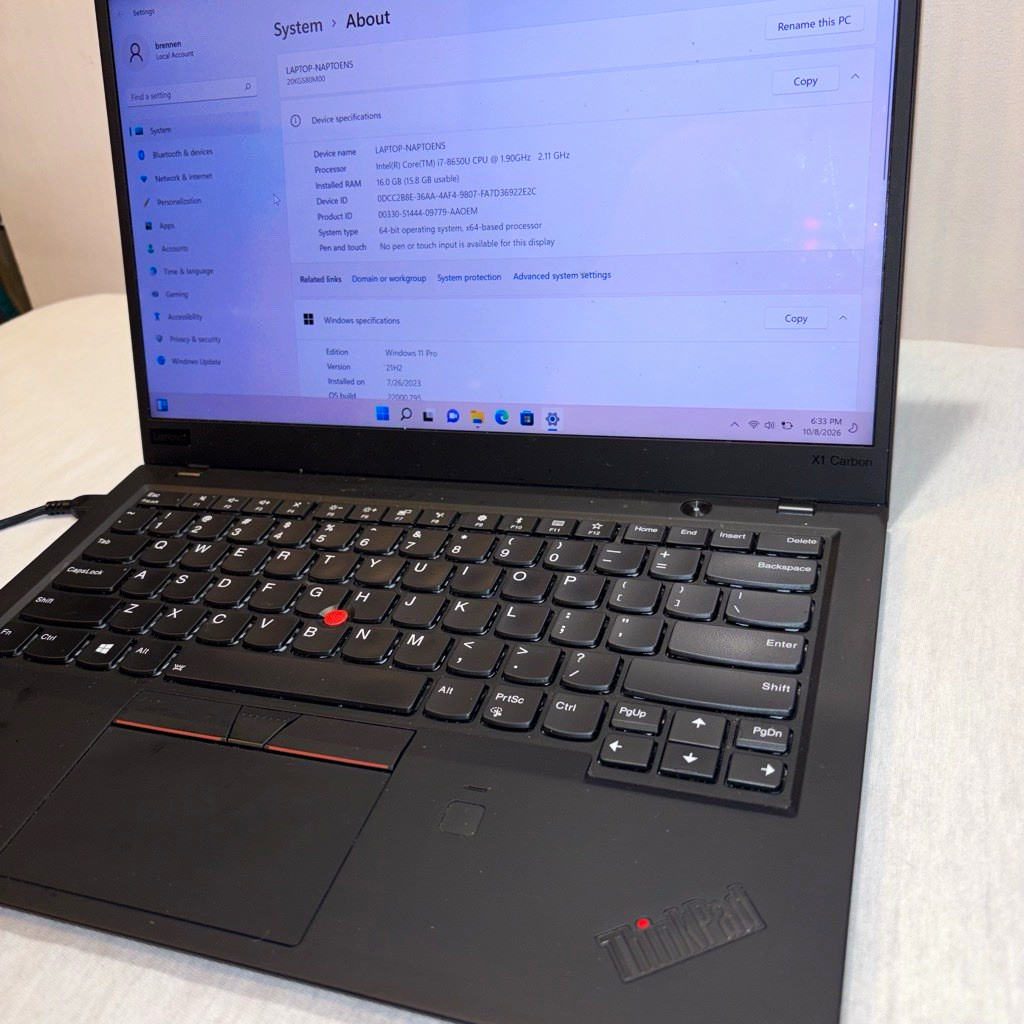 Lenovo ThinkPad X1 Carbon 6th Gen 14" i7-8650U 16GB RAM 1TB SSD Near Mint