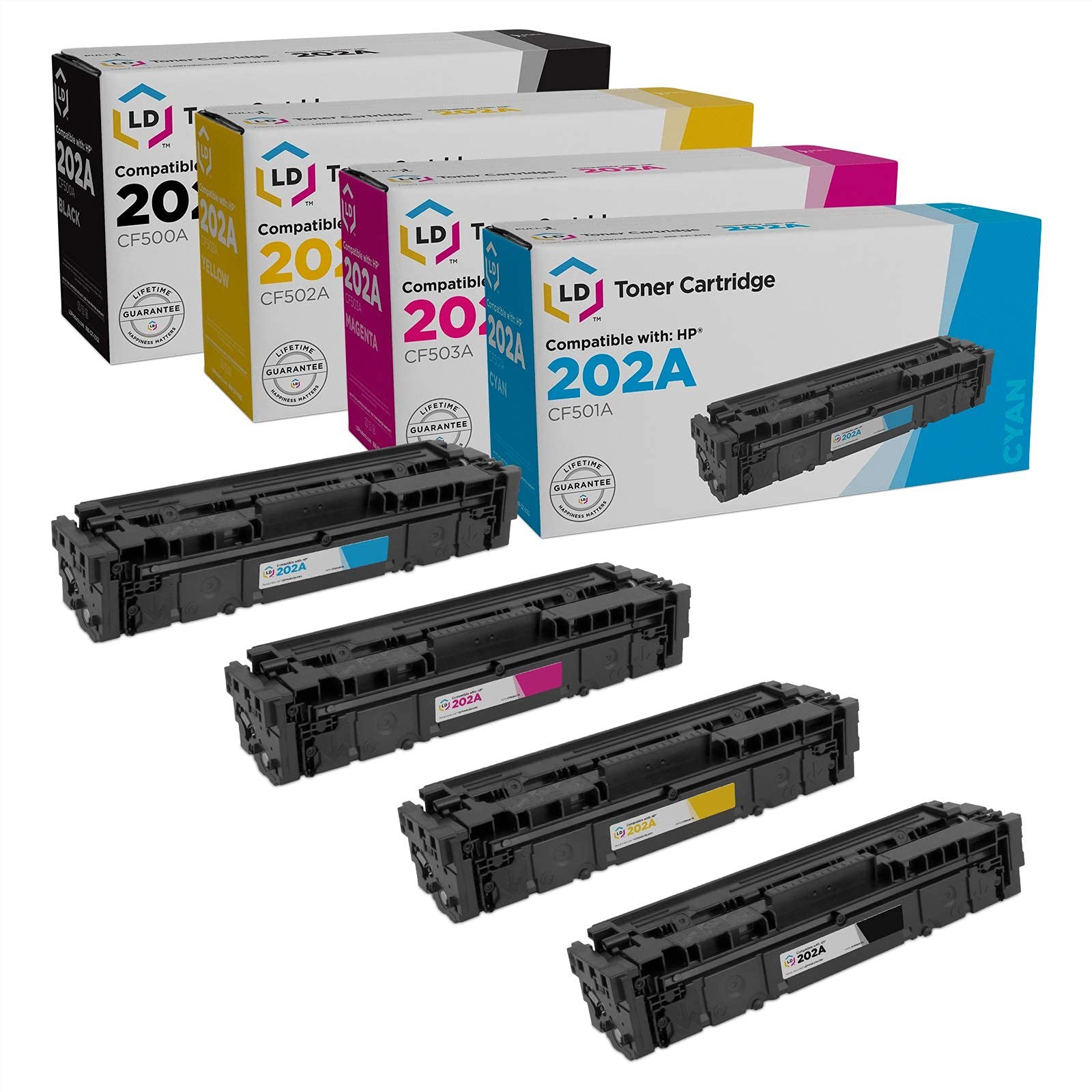 LD 4pk Comp Cartridge for HP Toner 202A CF500A Black Cyan Magenta Yellow 202