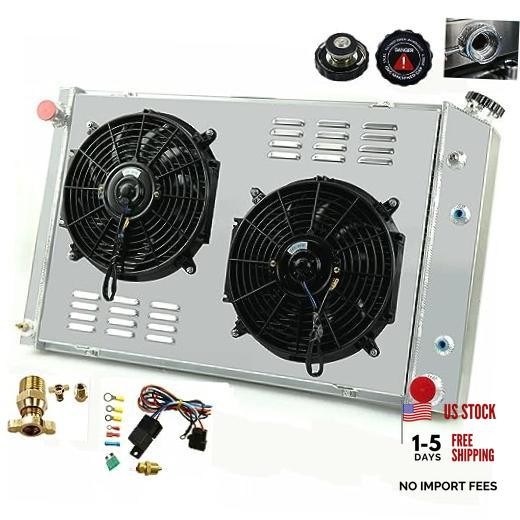 3 Row Aluminum Radiator Shroud Fan Relay for 1973-1991 Chevy C30 C20 C10 C2500