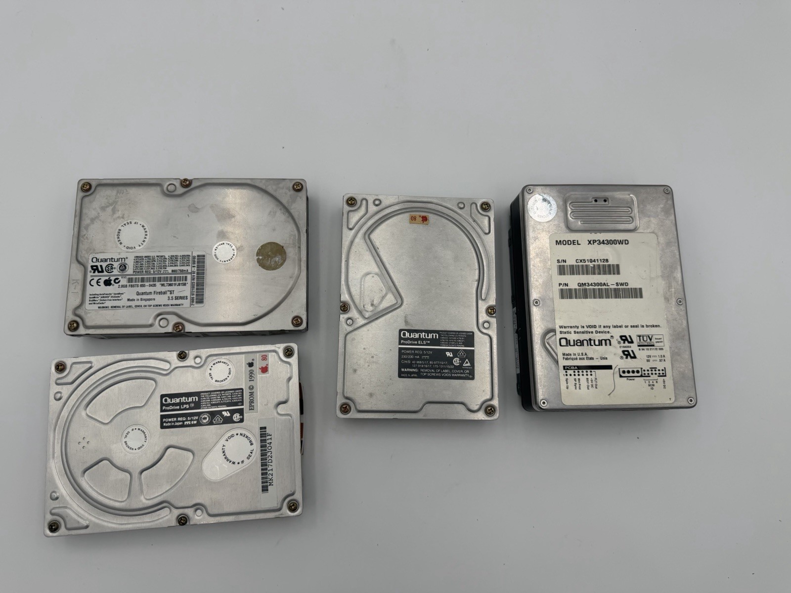 Lot of 4 Quantum SCSI Hard Drives ProDrive Fireball XP34300WD Parts Repair