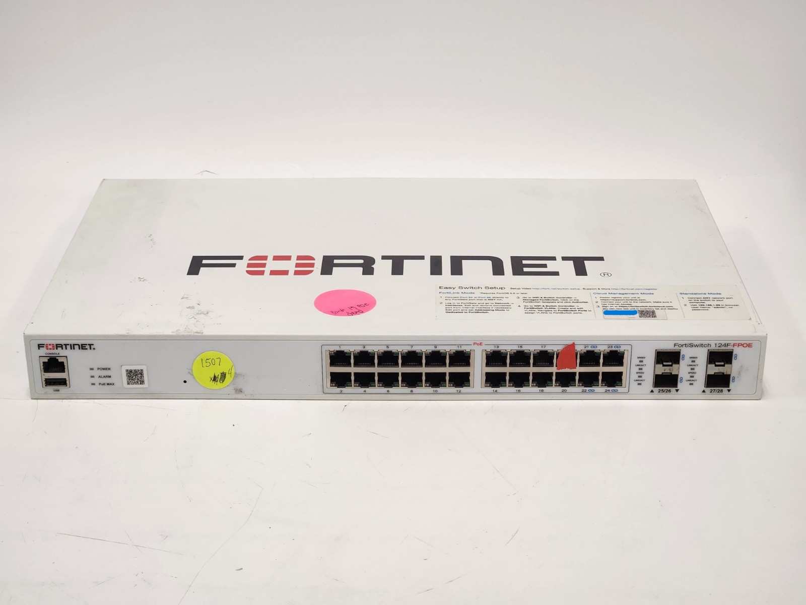 Fortinet FS-124F-FPOE 24 Gigabit Ethernet FortiSwitch Switch - Tested - READ