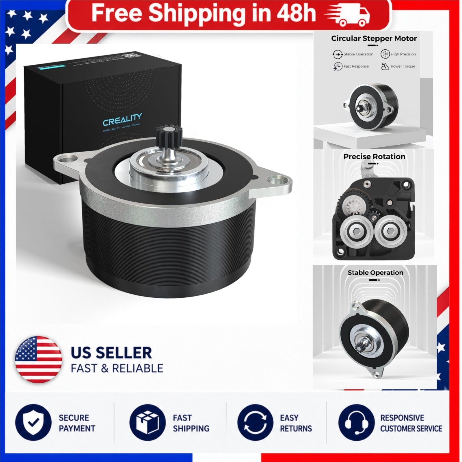 Creality K1 Max Extruder Motor Original Circular Stepper 0.8A 12 Tooth Gear