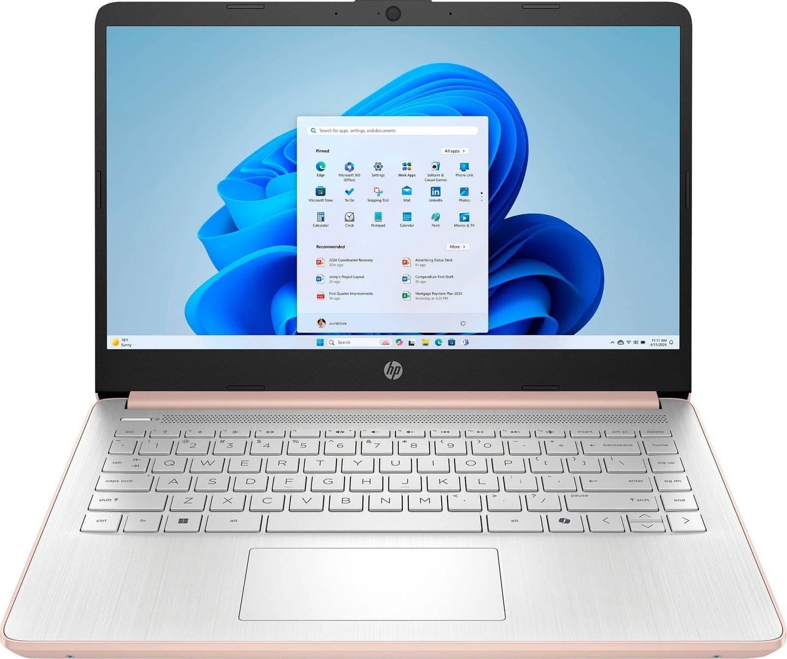 HP - 14" Laptop - Intel Processor N150 - 4GB Memory - 128GB UFS - Pale Rose Gold