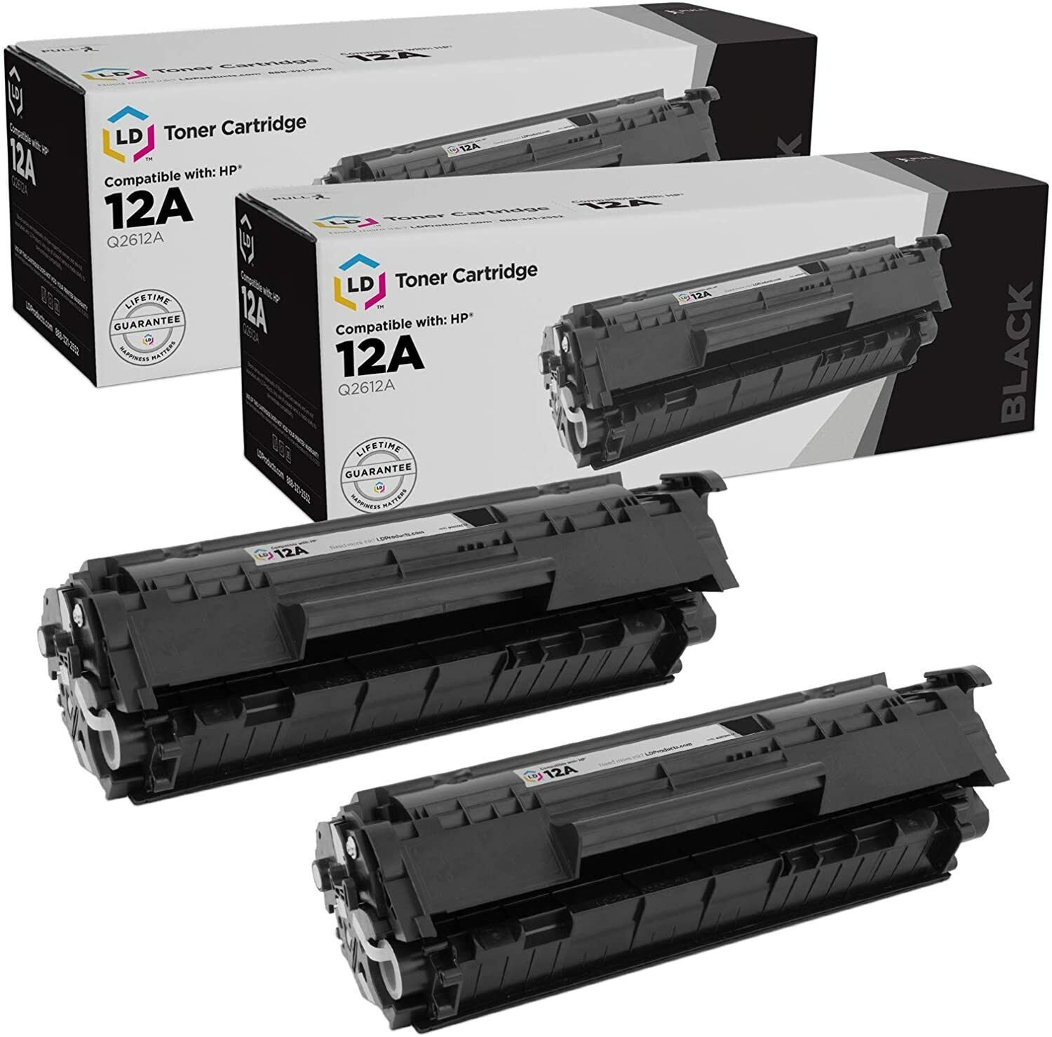 2PK Q2612A LD Toner Cartridge For HP 12A LaserJet 1012 1010 1018 1020 3030 3020