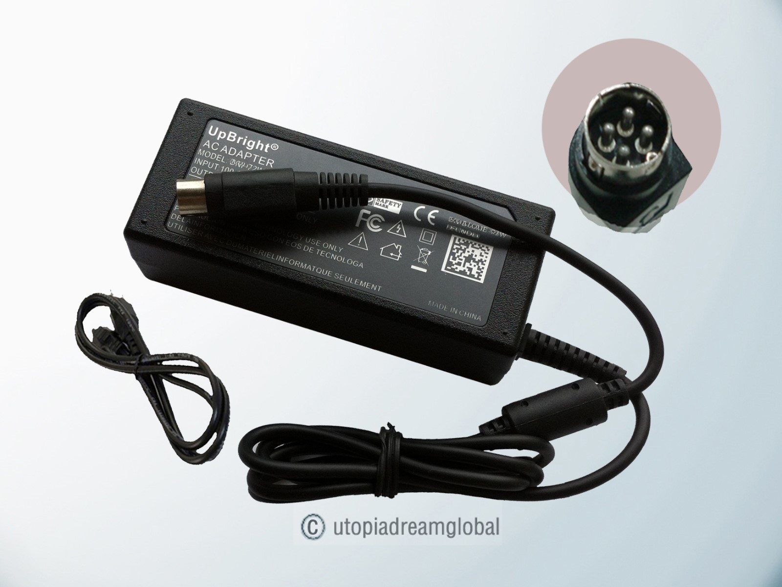 4-Pin DIN NEW AC Adapter For JENTEC JTA0512 5V 12V 3A Power Supply Cord Charger