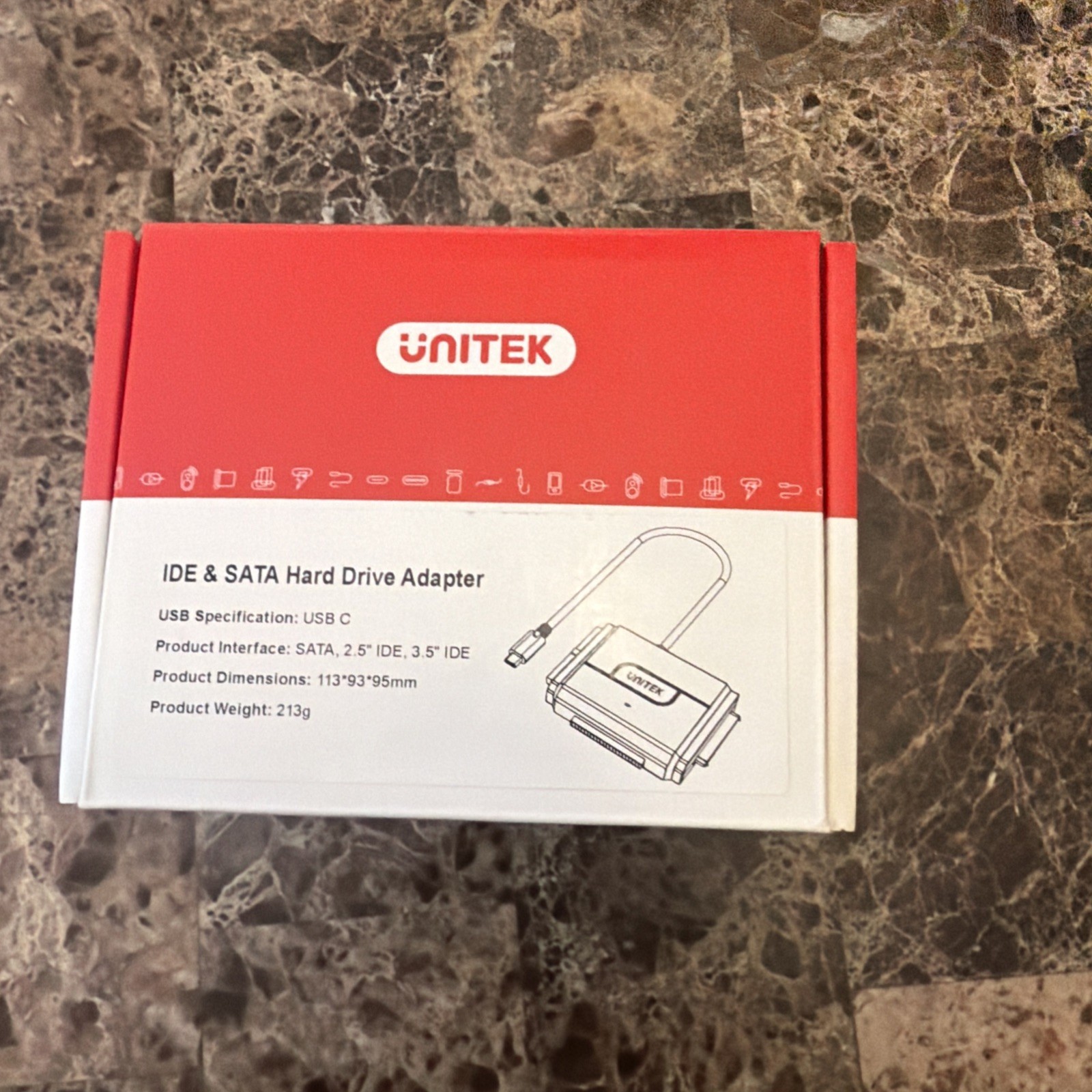 Unitek USB-C to IDE SATA Hard Drive Adapter 2.5" 3.5" HDD w/ Power Supply &Cable