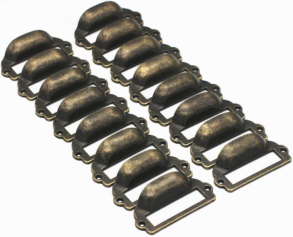 WEICHUAN 16-Pack Zinc Alloy Antique Bronze Label Frame Drawer Pulls -Vinta